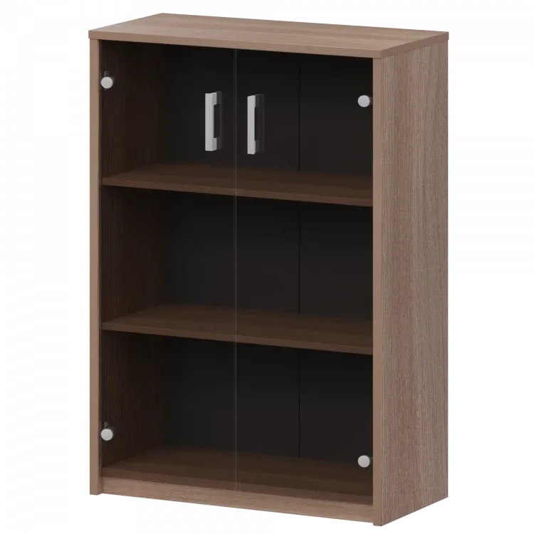 Стеллаж средний с тонированным стеклом А-304/А-стл304тон Темный шимо 770x365x1220 Арго