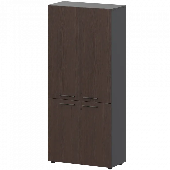 Шкаф высокий закрытый СМШ58.28F.38V(Ч) Дуб венге/Графит 792x380x1990 Кортез