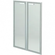 Двери средние стеклянные в алюминиевой раме НТ-601.2.СР.Ф Сатинат 390x40x1180 Аргентум