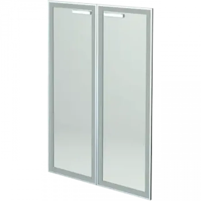 Двери средние стеклянные в алюминиевой раме НТ-601.2.СР.Ф Сатинат 390x40x1180 Аргентум