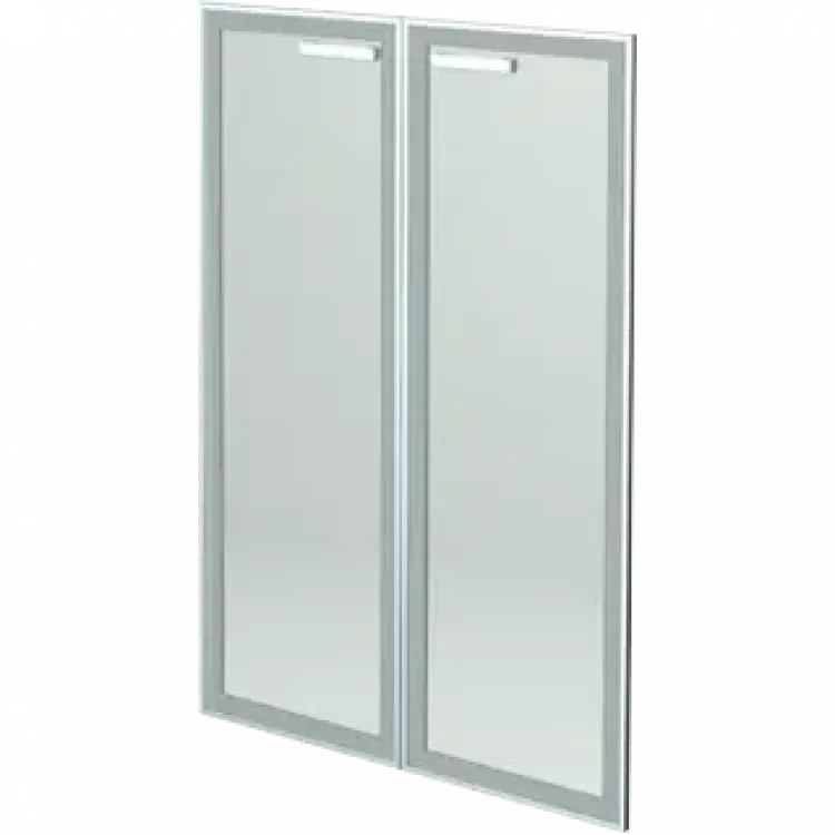 Двери средние стеклянные в алюминиевой раме НТ-601.2.СР.Ф Сатинат 390x40x1180 Аргентум