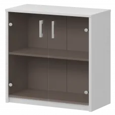 Стеллаж низкий с тонированным стеклом А-302/А-стл302тон Белый 770x365x850 Арго