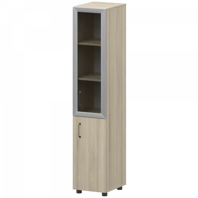 Стеллаж комбинированный узкий с стеклянным фасадом в алюминиевой раме правый К-932,К-936,К-940,КФ-936,КФ-939 Кронберг 360x420x2000 Приоритет