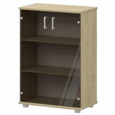 Стеллаж низкий закрытый со стеклянными фасадами "НТ-480;НТ-601.2стл" Баттл Рок 800x445x1280 Аргентум