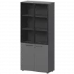 Шкаф высокий закрытый с стеклом в алюминиевой раме СМШ58.28F.38RS(Ч) Графит 792x382x1990 Кортез