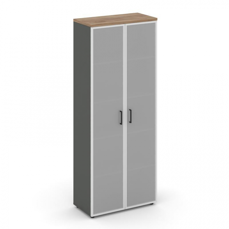 Style Project Шкаф высокий широкий SN.STS-109 Антрацит/Дуб Табак/Сатин/Черный Ручки 796*400*1982