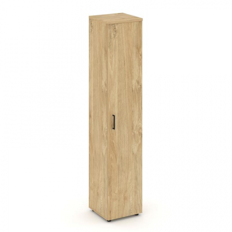 Style Project Шкаф высокий узкий унив. SN.STU.E-108 Тиквуд Светлый/Черный Ручки 400*400*1982