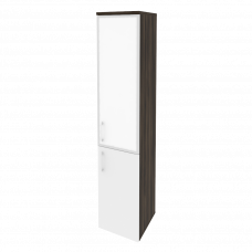 Onix Шкаф высокий узкий правый O.SU-1.2 R (R) white Дуб Мали/Белый Бриллиант/Стекло White 400*420*19