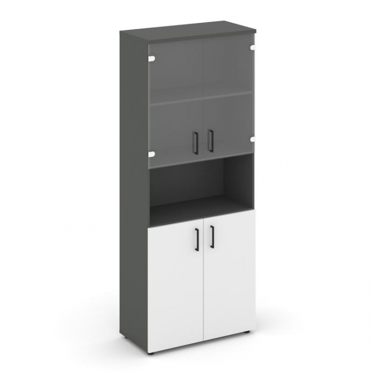 Style Project Шкаф высокий широкий SN.STS-105 Антрацит/Антрацит/Белый/Черный Ручки 796*400*1982