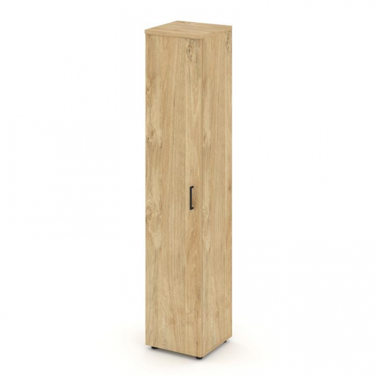 Style Project Шкаф высокий узкий унив. SN.STU.E-108 Тиквуд Светлый/Черный Ручки 400*400*1982