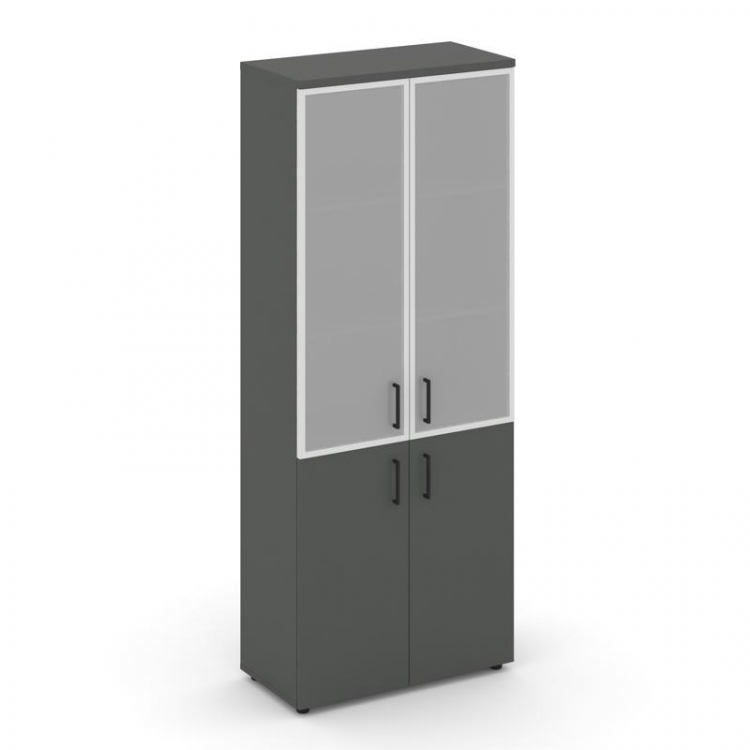 Style Project Шкаф высокий широкий SN.STS.E-103 Антрацит/Сатин/Черный Ручки 796*400*1982