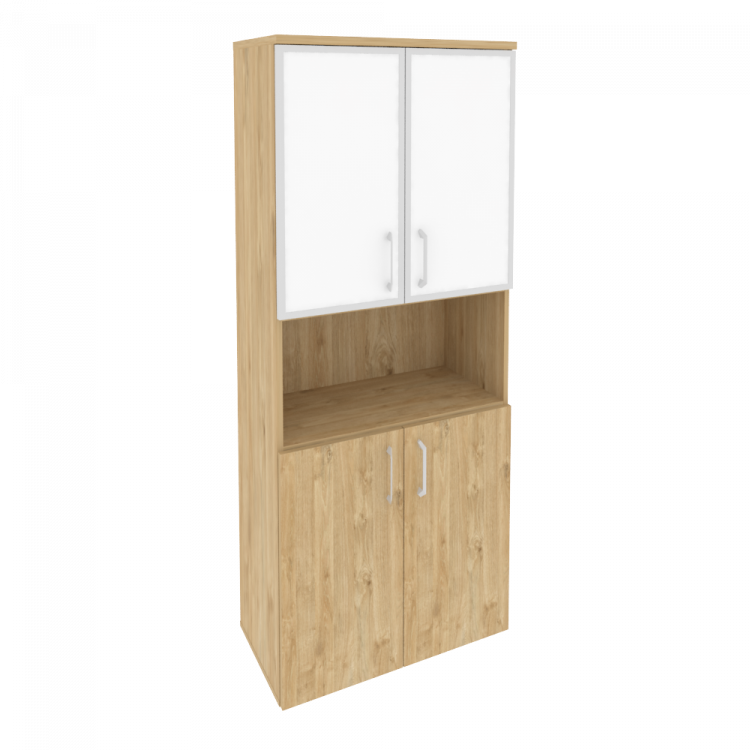 Onix Шкаф высокий широкий O.ST-1.4 R white Тиквуд Светлый/Стекло White 800*420*1977