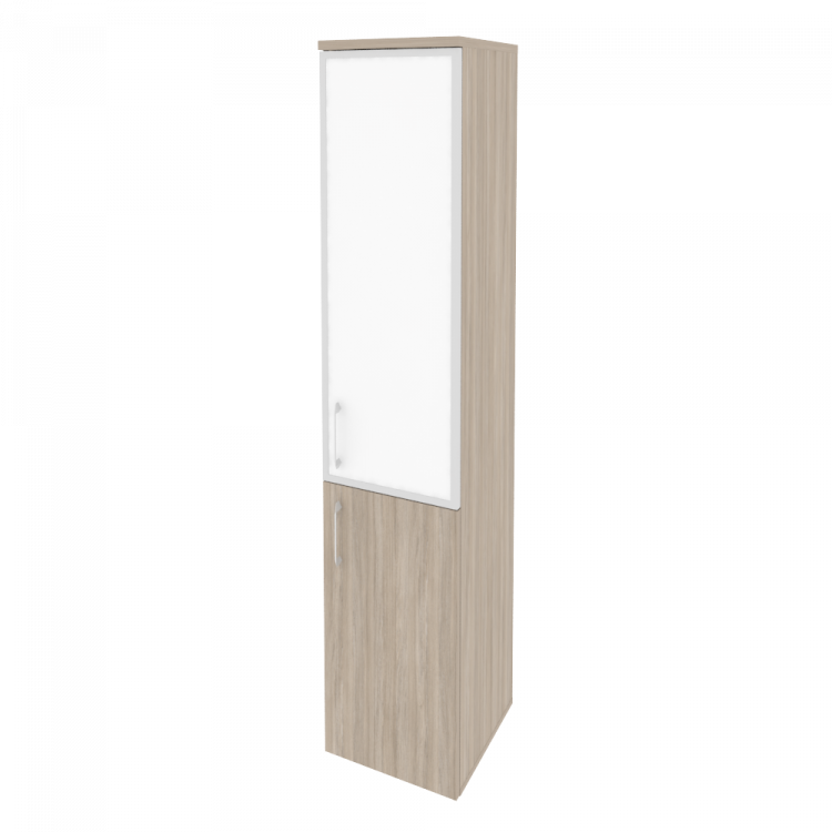 Onix Шкаф высокий узкий правый O.SU-1.2 R (R) white Дуб Аттик/Стекло White 400*420*1977