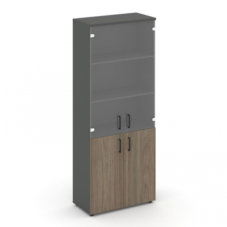 Style Project Шкаф высокий широкий SN.STS.E-102 Антрацит/Вяз Благородный/Прозрачный/Черный Ручки 796