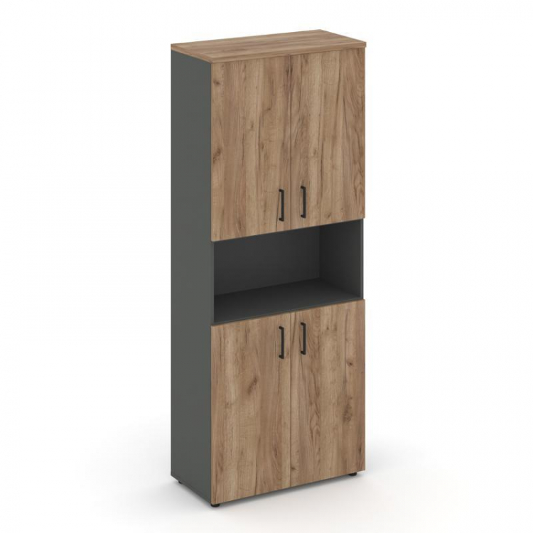 Style Project Шкаф высокий широкий SN.STS.E-107 Антрацит/Дуб Табак/Черный Ручки 796*400*1982