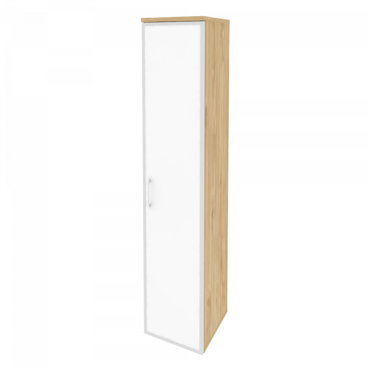 Onix Шкаф высокий узкий правый O.SU-1.10 R (R) white Тиквуд Светлый/Стекло White 400*420*1977