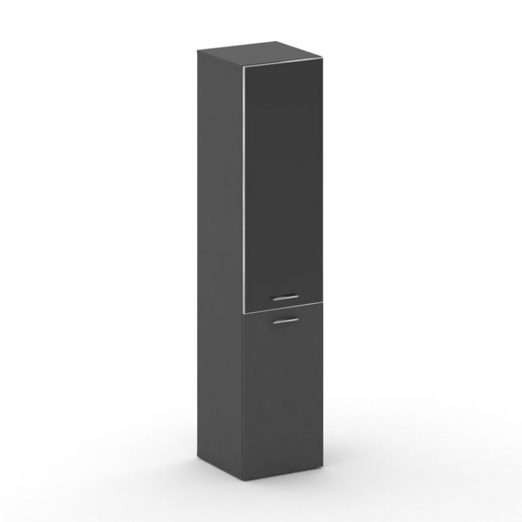 Fresco Шкаф узкий высокий левый FRU.SU-101 (L) black Базальт UM/Лакобель Черный/Хром 450*460*2000