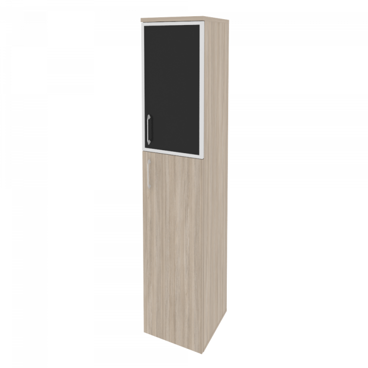 Onix Шкаф высокий узкий правый O.SU-1.7 R (R) black Дуб Аттик/Cтекло Black 400*420*1977