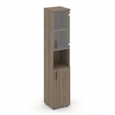 Style Project Шкаф высокий узкий SN.STU.E-105(R) Вяз Благородный/Прозрачный/Черный Ручки 400*400*198