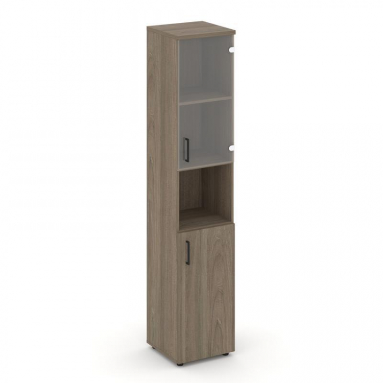 Style Project Шкаф высокий узкий SN.STU.E-105(R) Вяз Благородный/Прозрачный/Черный Ручки 400*400*198