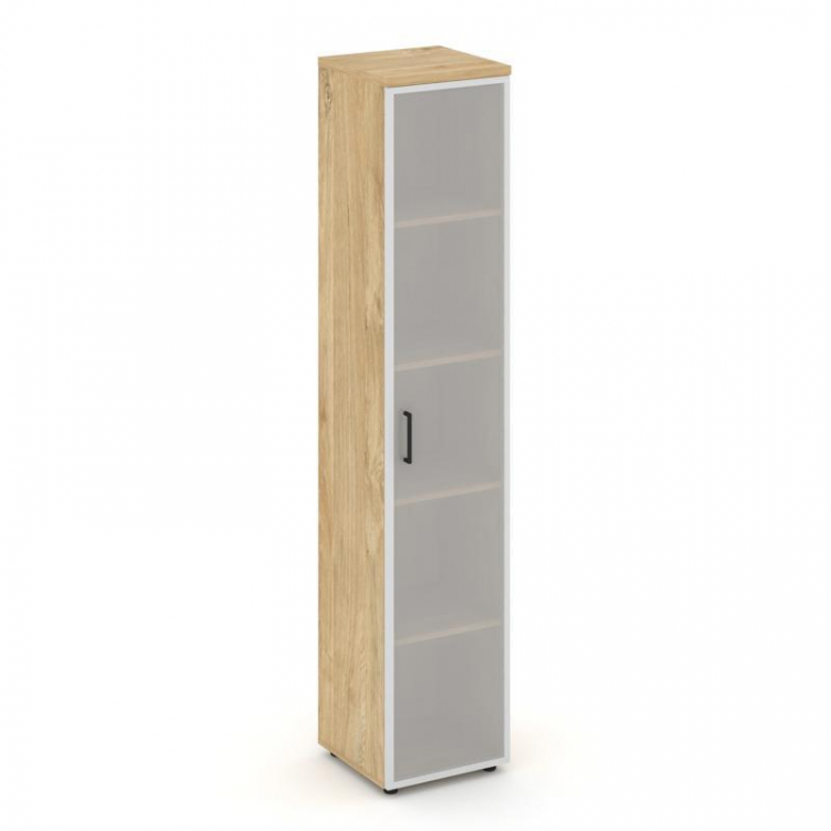 Style Project Шкаф высокий узкий унив. SN.STU-109 Тиквуд Светлый/Сатин/Черный Ручки 400*400*1982