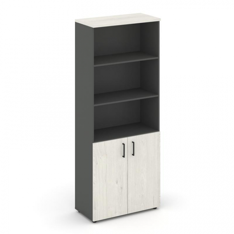 Style Project Шкаф высокий широкий SN.STS.E-101 Антрацит/Дуб Наварра/Черный Ручки 796*400*1982
