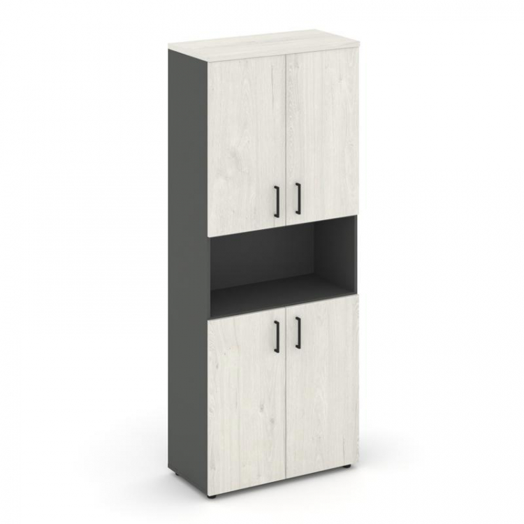 Style Project Шкаф высокий широкий SN.STS.E-107 Антрацит/Дуб Наварра/Черный Ручки 796*400*1982