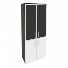 Onix Шкаф высокий широкий O.ST-1.2 R black Дуб Мали/Белый Бриллиант/Cтекло Black 800*420*1977