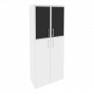 Onix Шкаф высокий широкий O.ST-1.7 R black Белый Бриллиант/Cтекло Black 800*420*1977