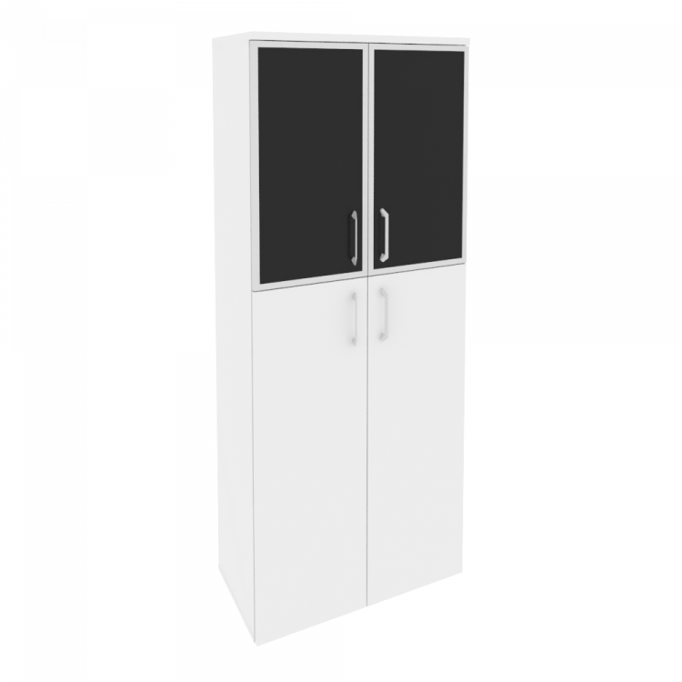 Onix Шкаф высокий широкий O.ST-1.7 R black Белый Бриллиант/Cтекло Black 800*420*1977