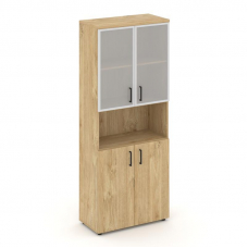 Style Project Шкаф высокий широкий SN.STS-106 Тиквуд Светлый/Сатин/Черный Ручки 796*400*1982