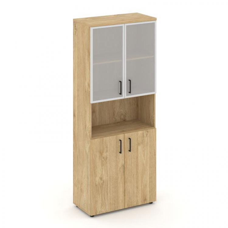 Style Project Шкаф высокий широкий SN.STS-106 Тиквуд Светлый/Сатин/Черный Ручки 796*400*1982