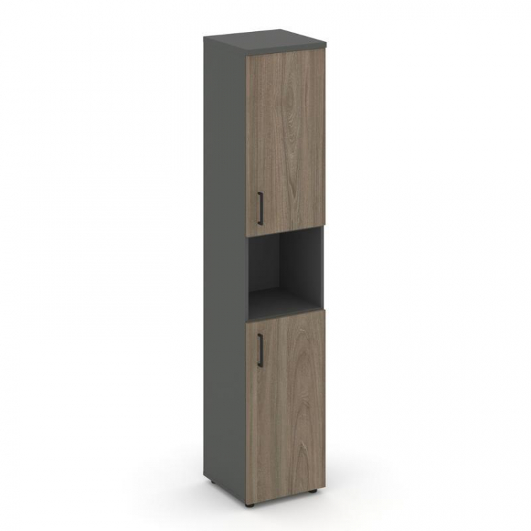 Style Project Шкаф высокий узкий SN.STU.E-107(R) Антрацит/Вяз Благородный/Черный Ручки 400*400*1982