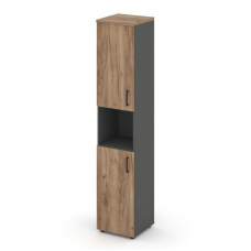 Style Project Шкаф высокий узкий SN.STU-107(L) Антрацит/Дуб Табак/Черный Ручки 400*400*1982