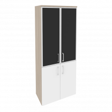 Onix Шкаф высокий широкий O.ST-1.2 R black Дуб Аттик/Белый Бриллиант/Cтекло Black 800*420*1977