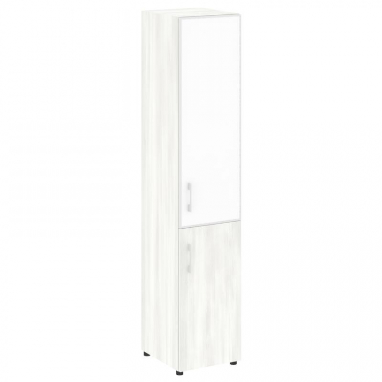 Yalta Шкаф узкий LT.SU-1.2 R (R) white Снежная Патина/Стекло White 400*450*1987