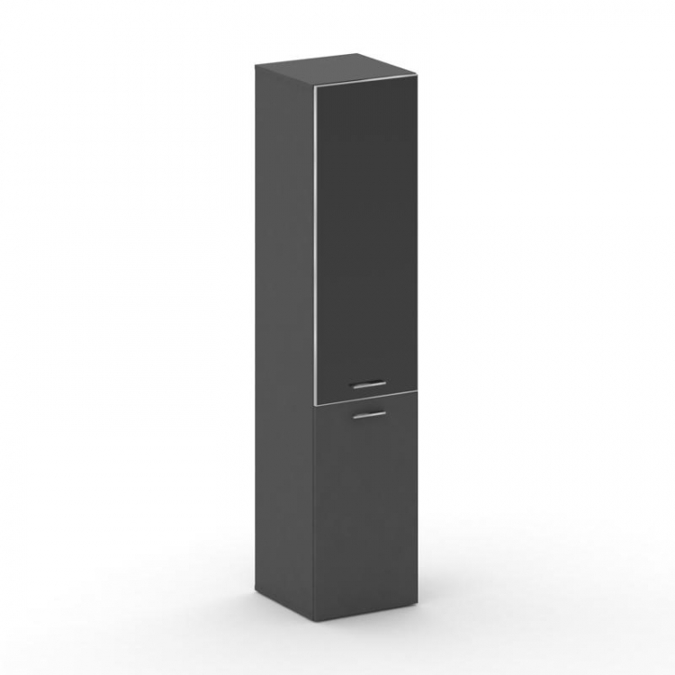 Fresco Шкаф узкий высокий правый FRU.SU-101 (R) black Базальт UM/Лакобель Черный/Хром 450*460*2000