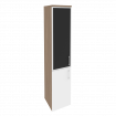 Onix Шкаф высокий узкий левый O.SU-1.2 R (L) black Дуб Аризона/Белый Бриллиант/Cтекло Black 400*420*