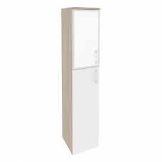 Onix Шкаф высокий узкий левый O.SU-1.7 R (L) white Дуб Аттик/Белый Бриллиант/Стекло White 400*420*19