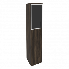 Onix Шкаф высокий узкий левый O.SU-1.7 R (L) black Дуб Мали/Стекло Black 400*420*1977