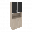 Onix Шкаф высокий широкий O.ST-1.4 R black Дуб Аттик/Cтекло Black 800*420*1977