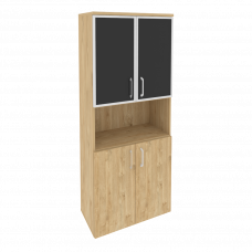 Onix Шкаф высокий широкий O.ST-1.4 R black Тиквуд Светлый/Стекло Black 800*420*1977