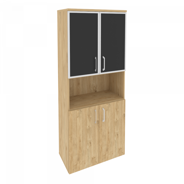 Onix Шкаф высокий широкий O.ST-1.4 R black Тиквуд Светлый/Стекло Black 800*420*1977