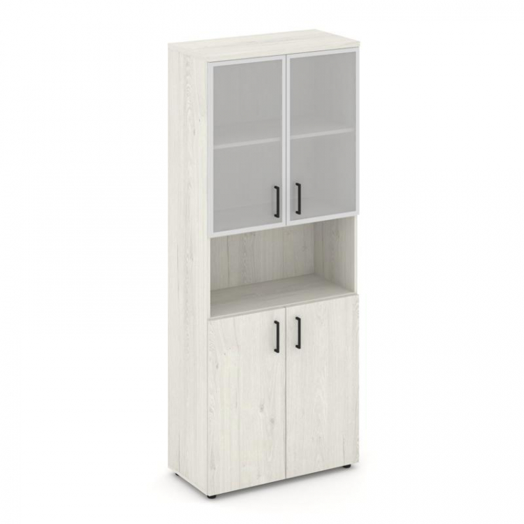 Style Project Шкаф высокий широкий SN.STS.E-106 Дуб Наварра/Сатин/Черный Ручки 796*400*1982