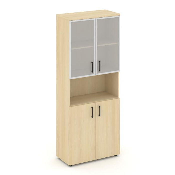 Style Project Шкаф высокий широкий SN.STS.E-106 Акация Лорка/Сатин/Черный Ручки 796*400*1982