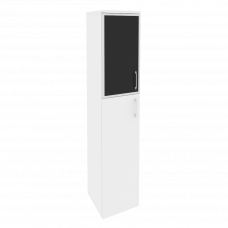 Onix Шкаф высокий узкий левый O.SU-1.7 R (L) black Белый Бриллиант/Cтекло Black 400*420*1977