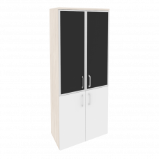 Onix Шкаф высокий широкий O.ST-1.2 R black Денвер Светлый/Белый Бриллиант/Cтекло Black 800*420*1977