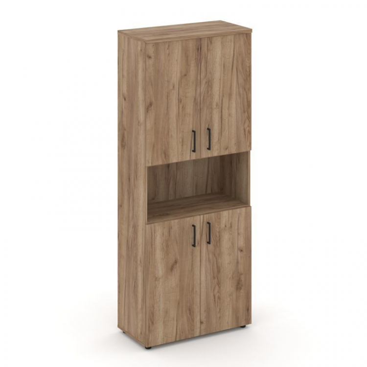 Style Project Шкаф высокий широкий SN.STS-107 Дуб Табак/Черный Ручки 796*400*1982