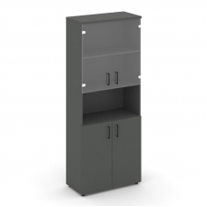 Style Project Шкаф высокий широкий SN.STS.E-105 Антрацит/Прозрачный/Черный Ручки 796*400*1982