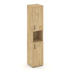 Style Project Шкаф высокий узкий SN.STU-107(R) Тиквуд Светлый/Черный Ручки 400*400*1982